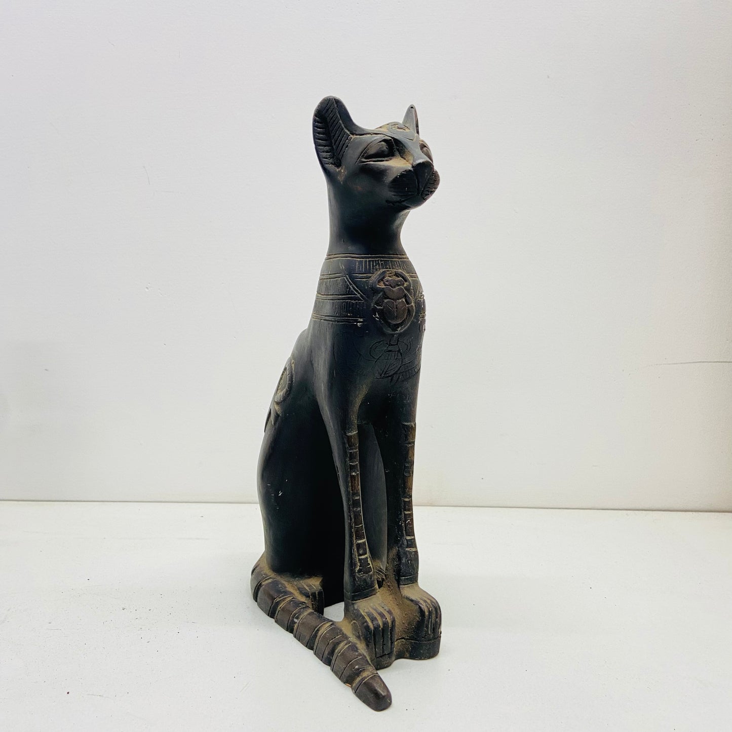 Vintage wooden Egyptian goddess Bastet cat
