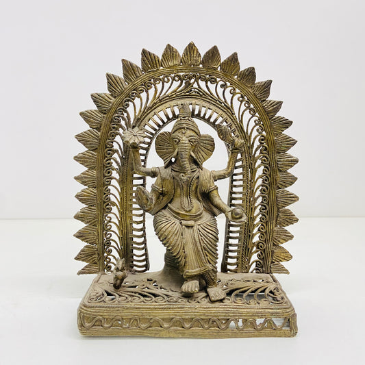 Seated brass Ganesha