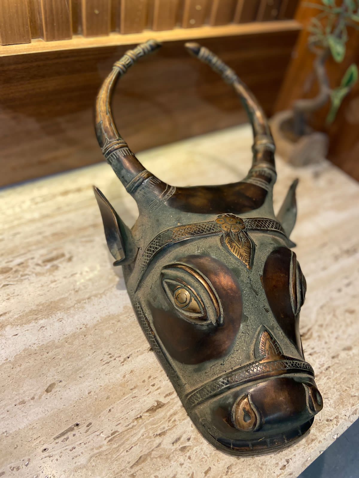 Vintage Rare Bronze Nandi Wall Hanging - KhatiJi