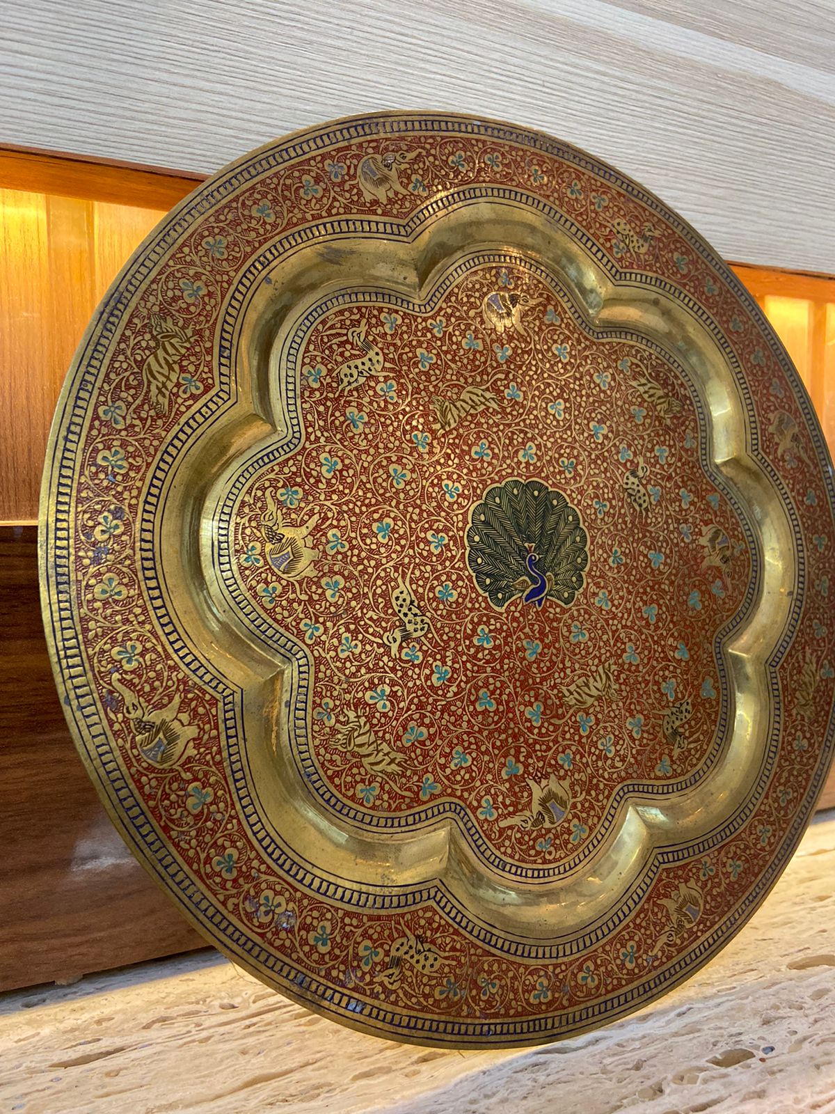 Meenakari Brass Plates 10" inches | Home Decor | Unique Art - KhatiJi