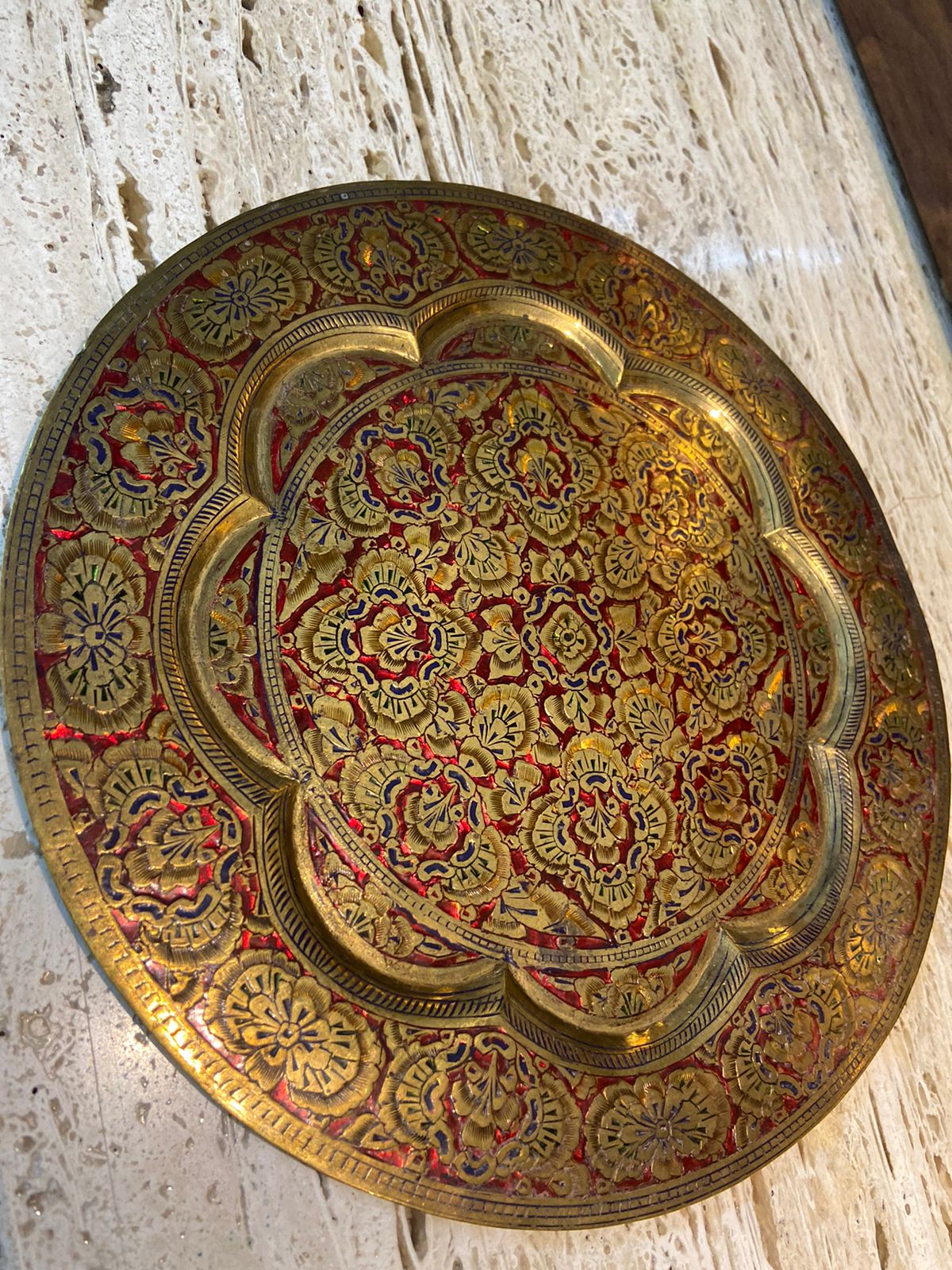 Meenakari Brass Plates 10" inches | Home Decor | Unique Art - KhatiJi
