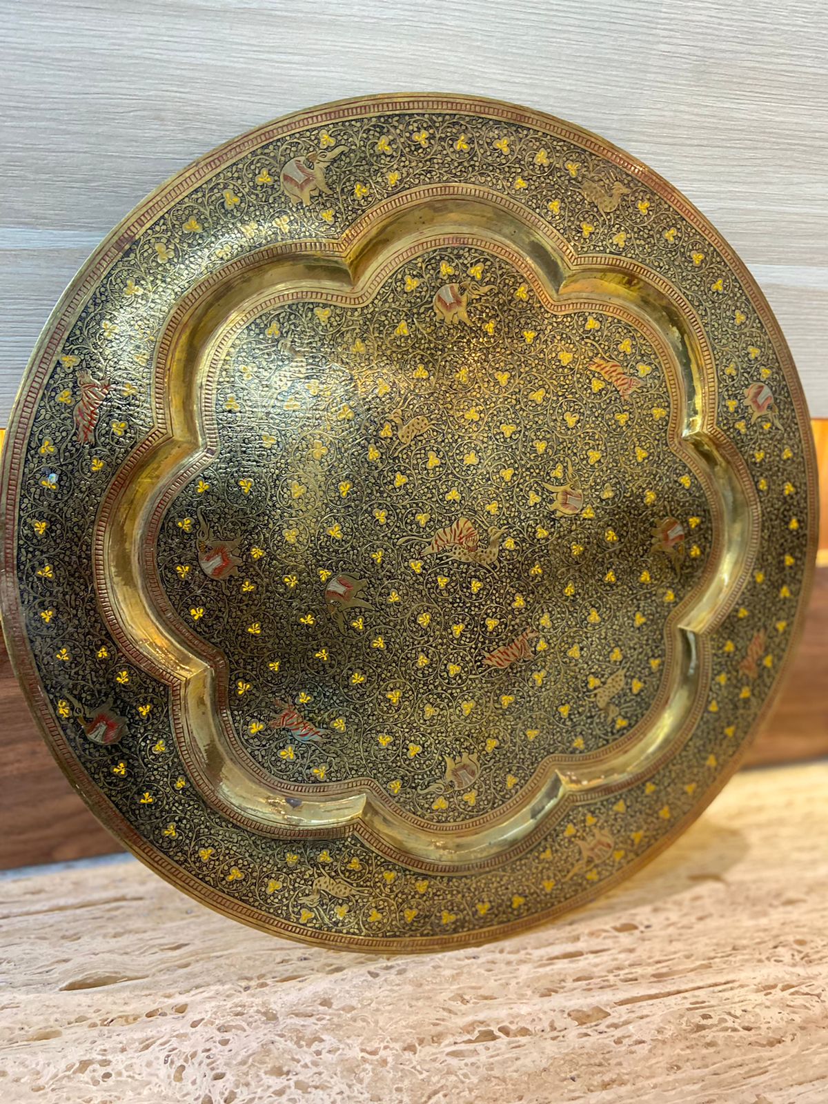 Meenakari Brass Plates 14" inches | Home Decor | Unique Art - KhatiJi