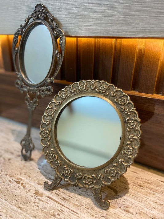 Vintage Metal Mirror Set, Vintage Hand Mirror, Vintage Mirror, Antique Mirror, Hand Mirror, Vintage Decor, Home Decor, Unique, Decor - KhatiJi