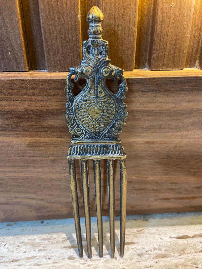 Vintage Indian Comb Set, Vintage, Antique, Hand Comb, Vintage Decor, Ganesh Ji Comb, Devi Bun Pin - KhatiJi
