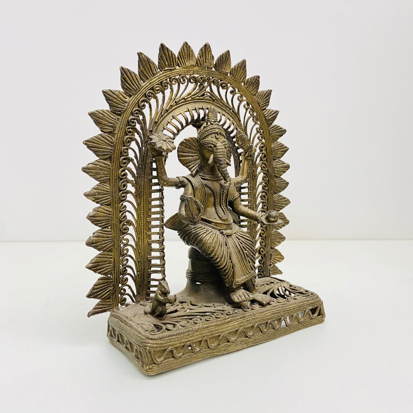 Seated brass Ganesha
