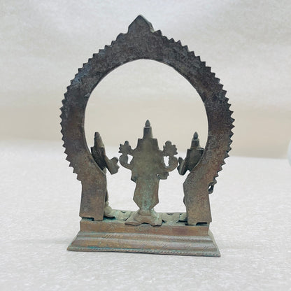 Aged Bronze Vishnu Statue with Sridevi And Bhudevi