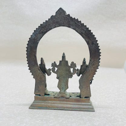 Aged Bronze Vishnu Statue with Sridevi And Bhudevi