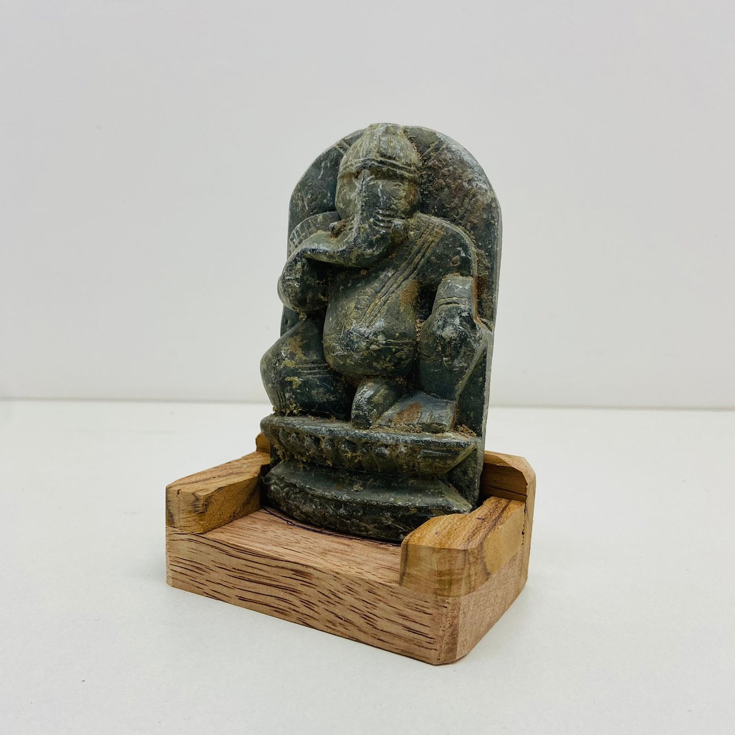 Old Seated Stone Ganesh Sculpture