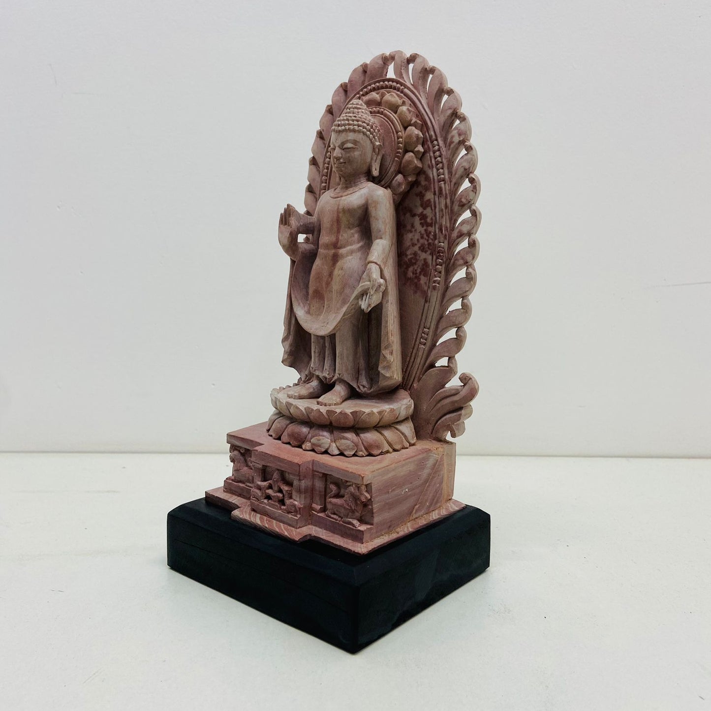 Handcarved standing stone buddha svulpture