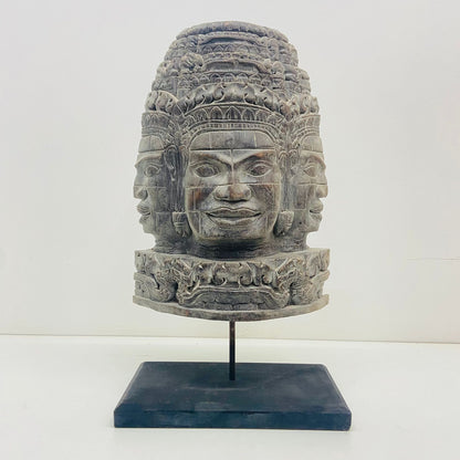 Hand Carved Wooden Combodian Shiva Panel