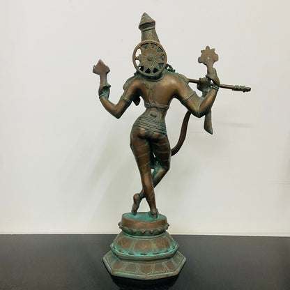 standing brass krishna with flute