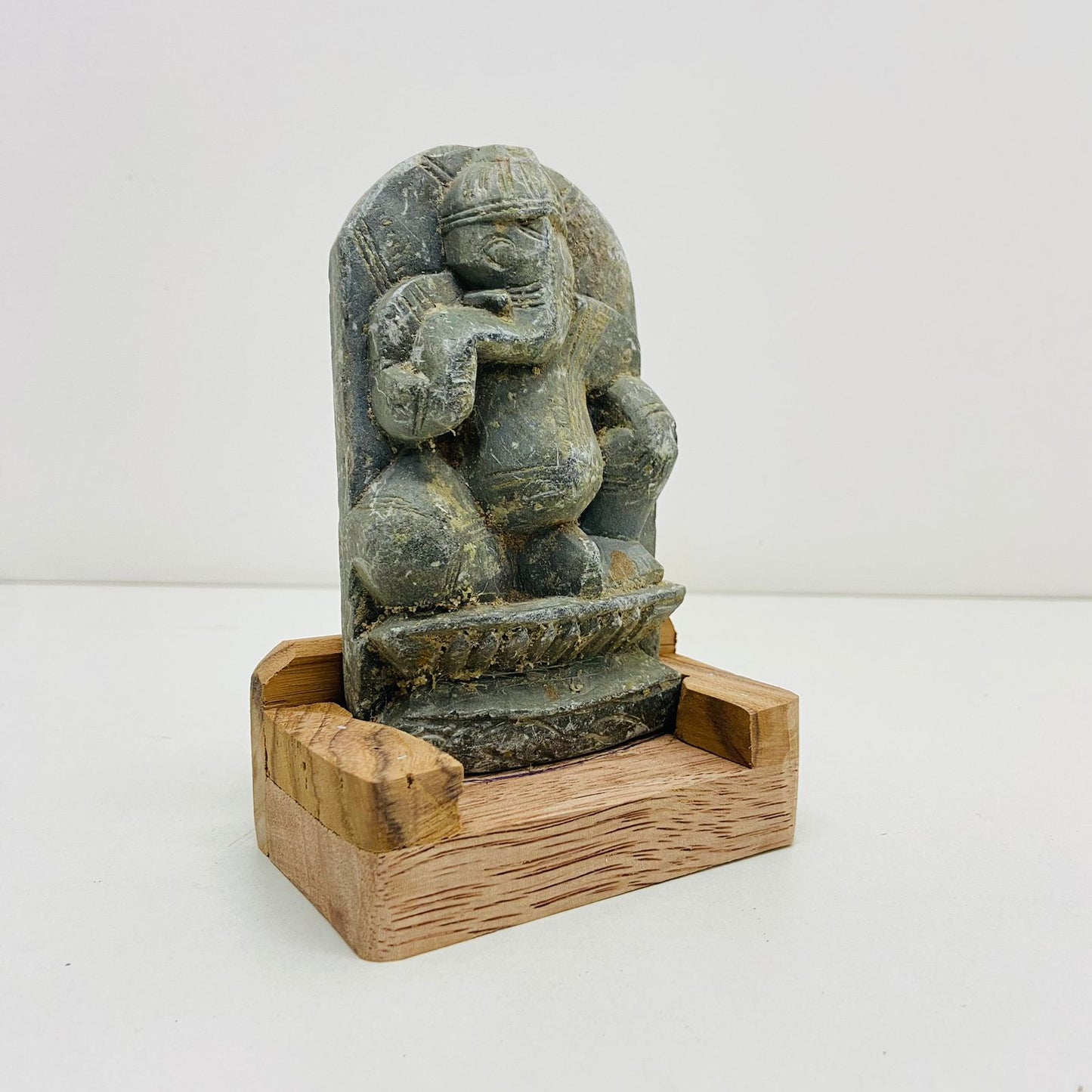 Old Seated Stone Ganesh Sculpture