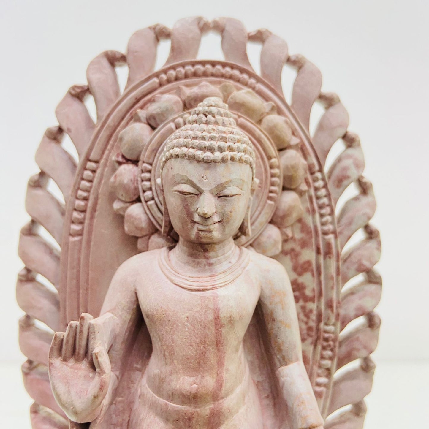 Handcarved standing stone buddha svulpture