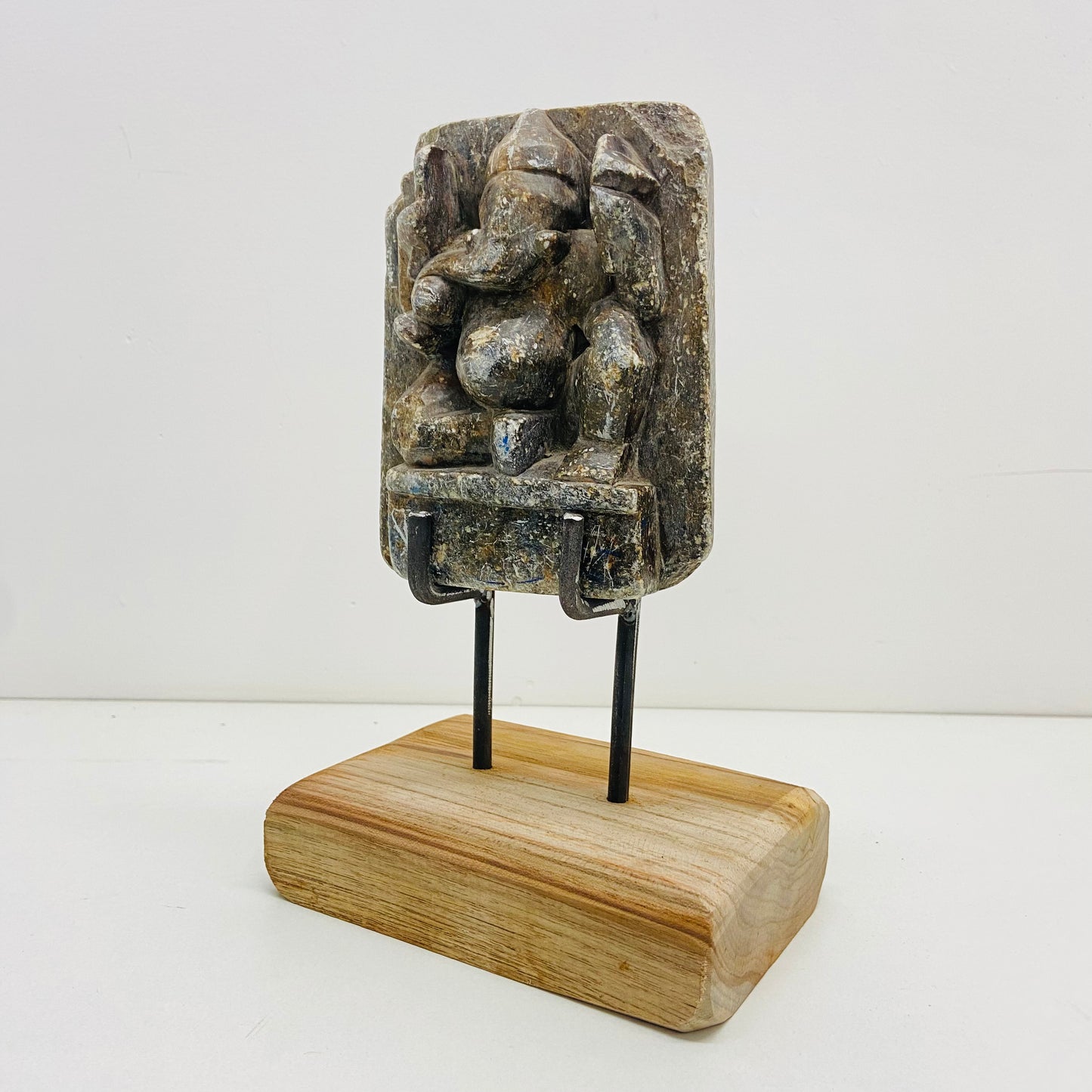 Aged Stone Ganesha with Pedestal
