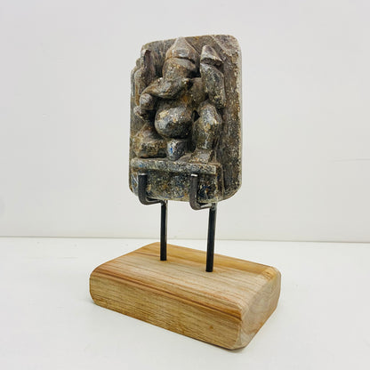 Aged Stone Ganesha with Pedestal