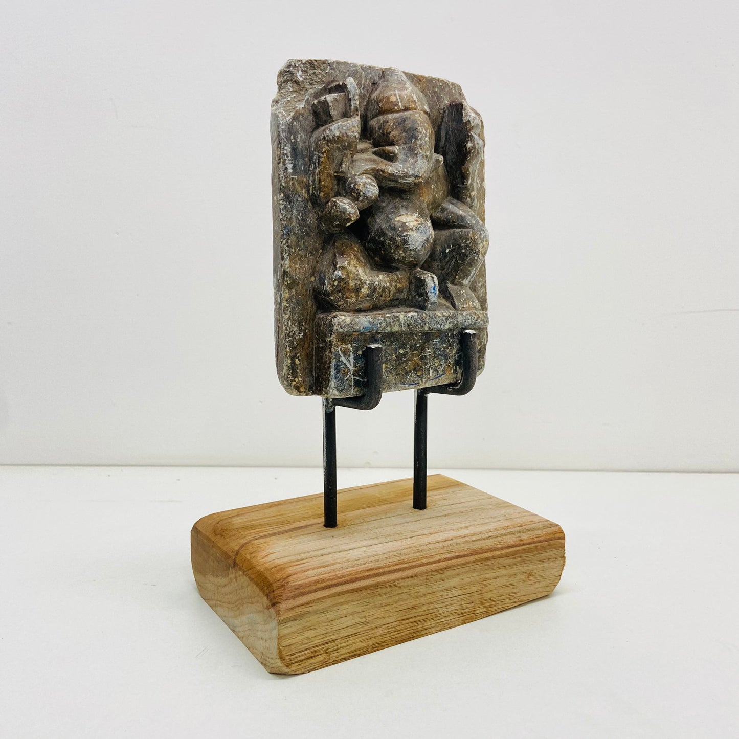 Aged Stone Ganesha with Pedestal