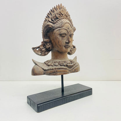 Wooden Apsara Bust With pedestal