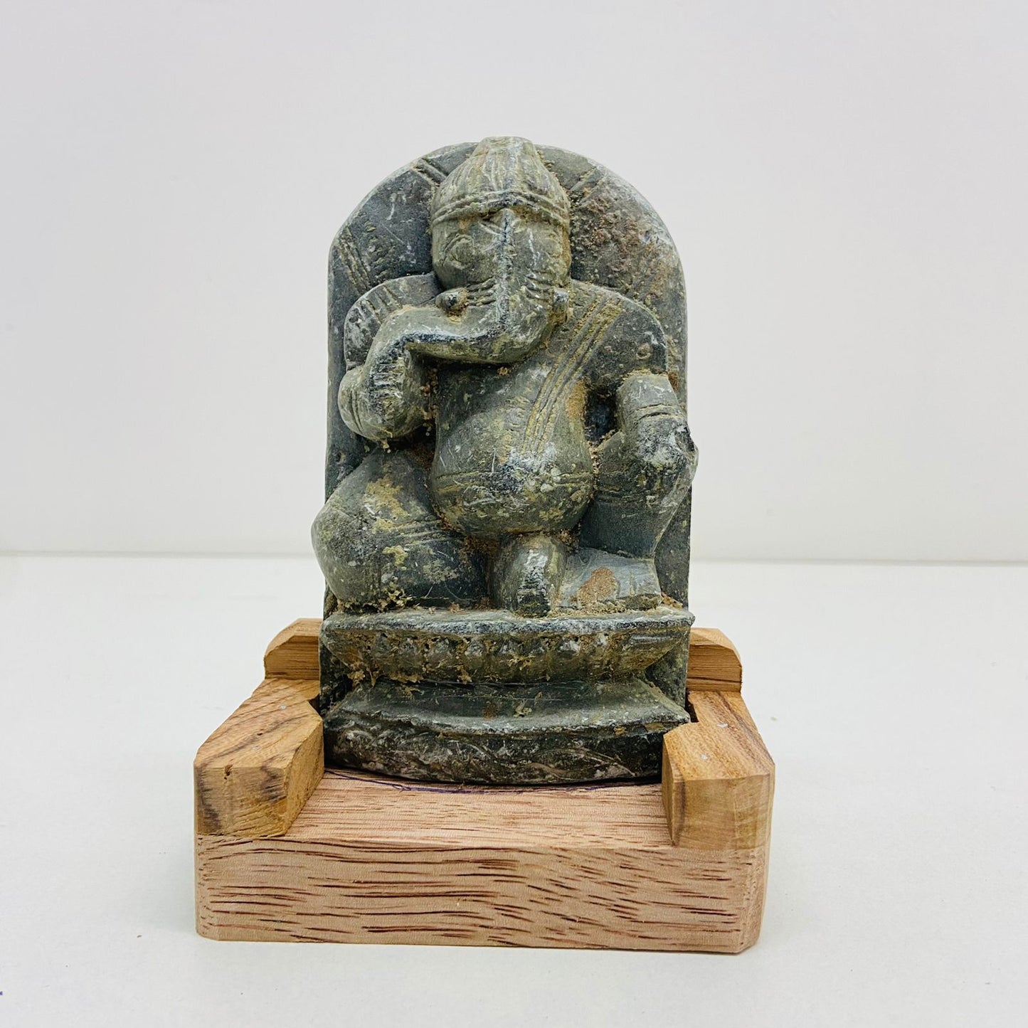 Old Seated Stone Ganesh Sculpture