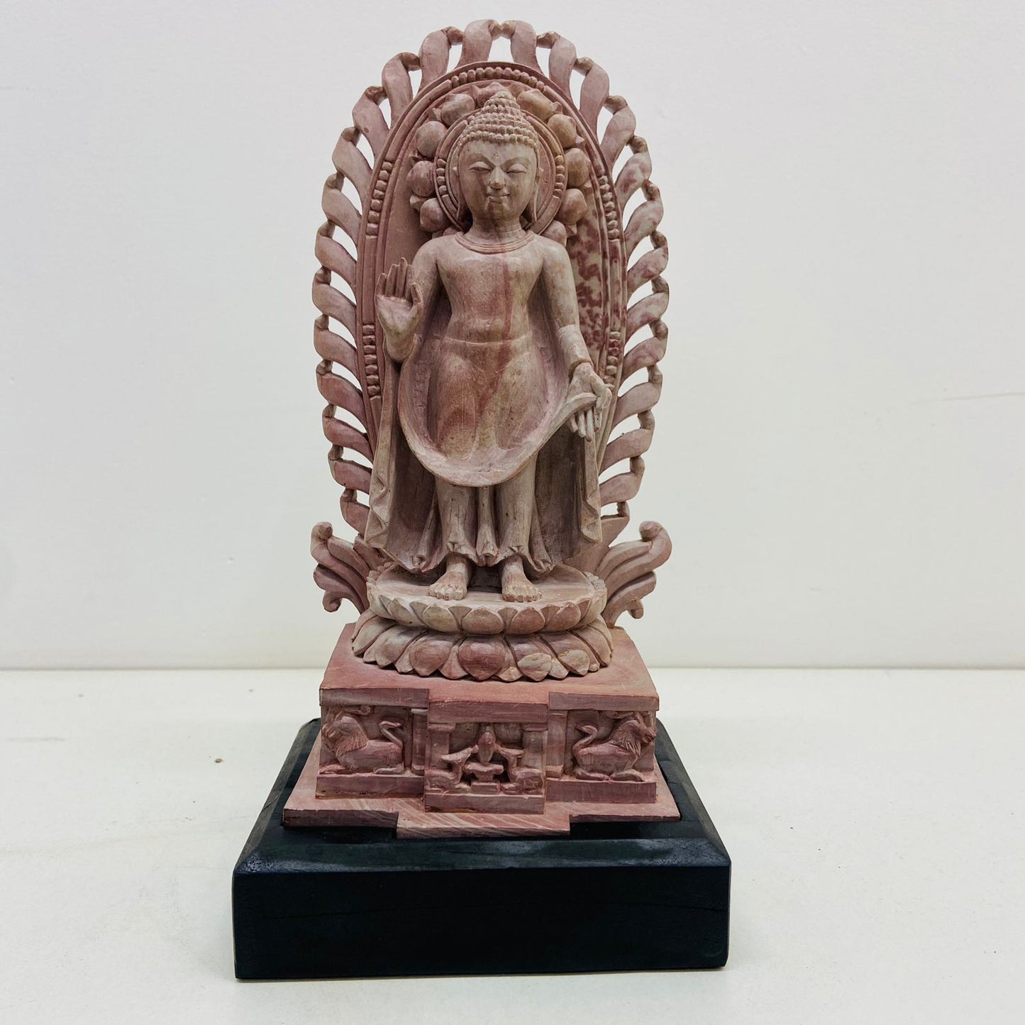 Handcarved standing stone buddha svulpture