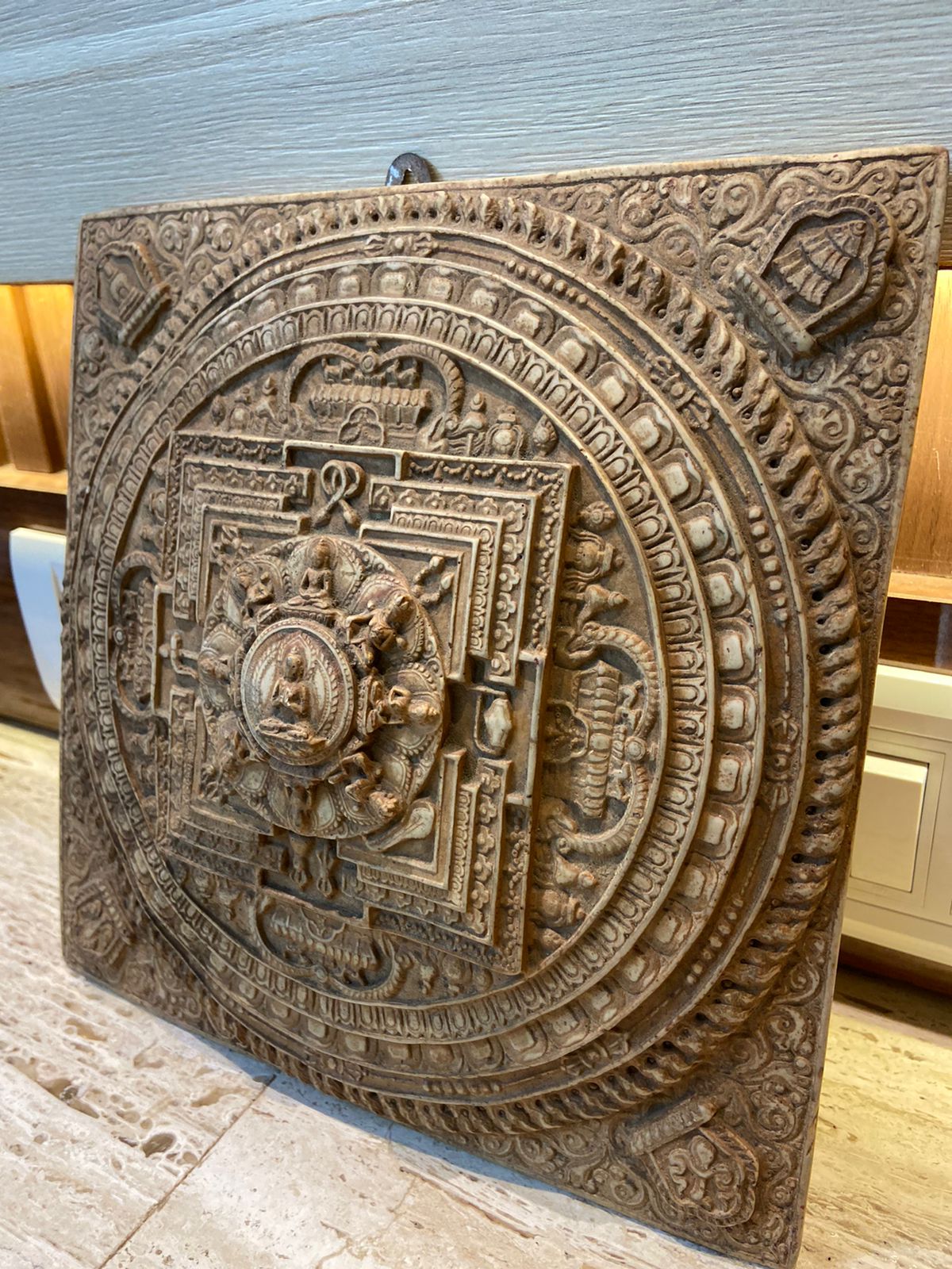 Rare Stone Carved Vintage Buddha Plate Wall Hanging - KhatiJi