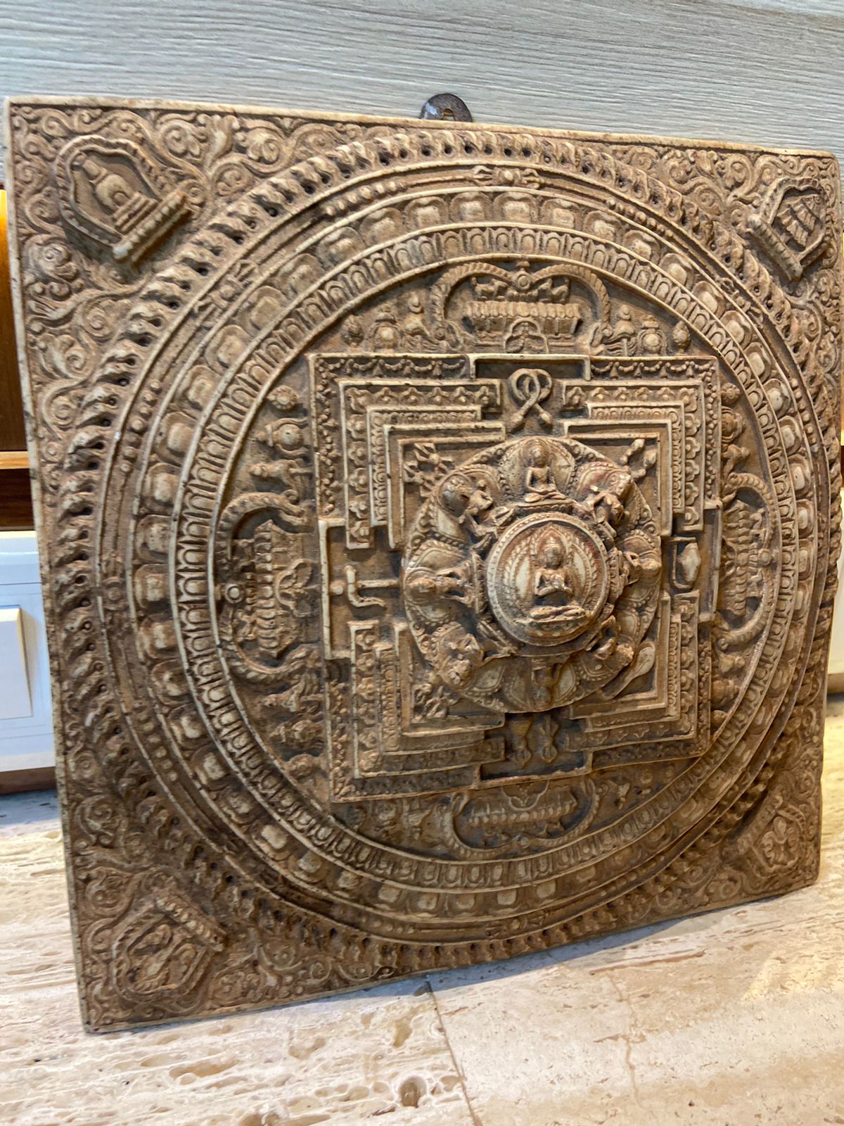 Rare Stone Carved Vintage Buddha Plate Wall Hanging - KhatiJi