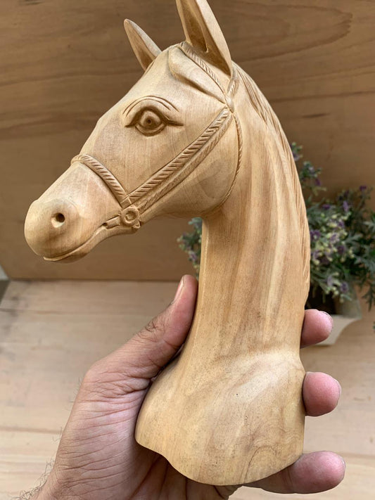 Horse Head wooden | Hand Carved | Sculptured Art - KhatiJi