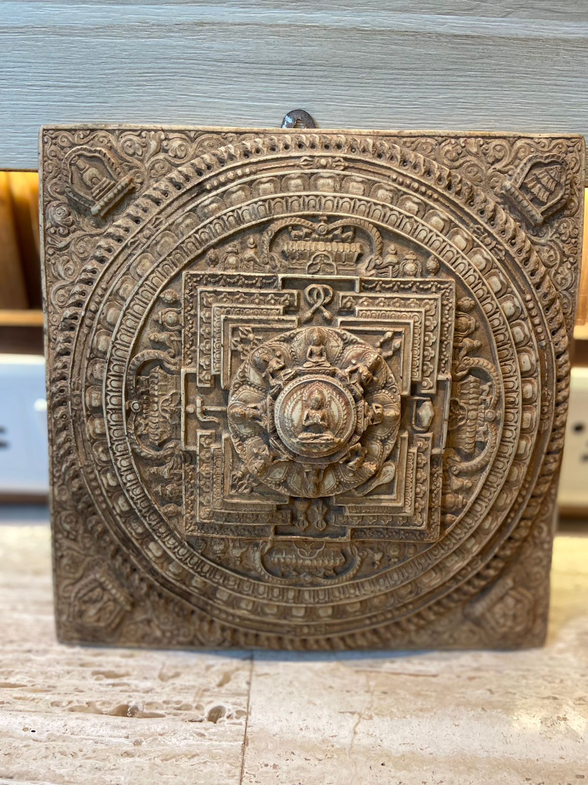 Rare Stone Carved Vintage Buddha Plate Wall Hanging - KhatiJi