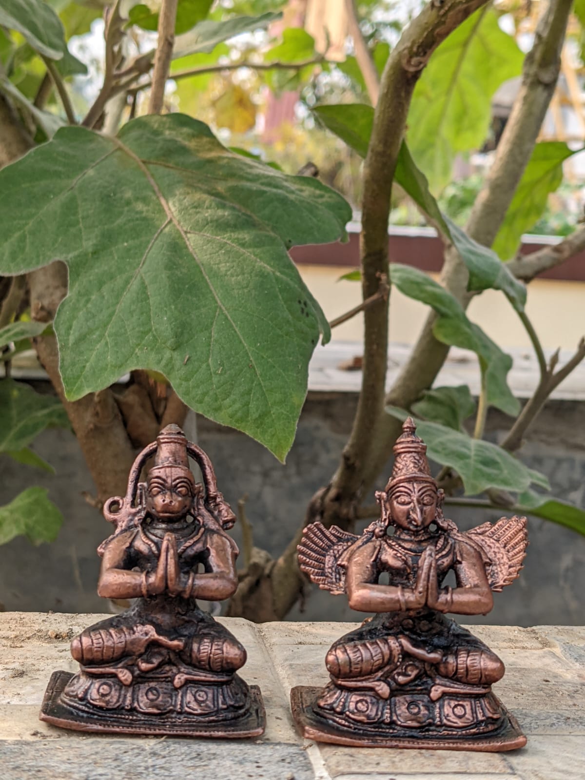 Small Size HanumanJi and Garuda pair Hand Casted in Copper