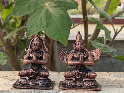 Small Size HanumanJi and Garuda pair Hand Casted in Copper