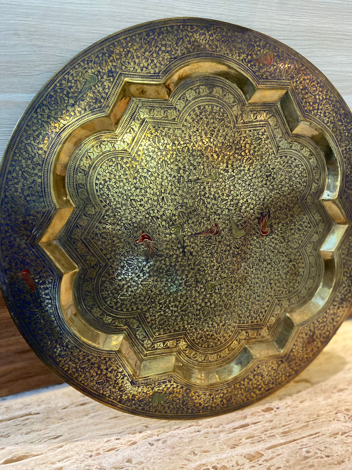 Meenakari Brass Plates 14" inches | Home Decor | Unique Art - KhatiJi