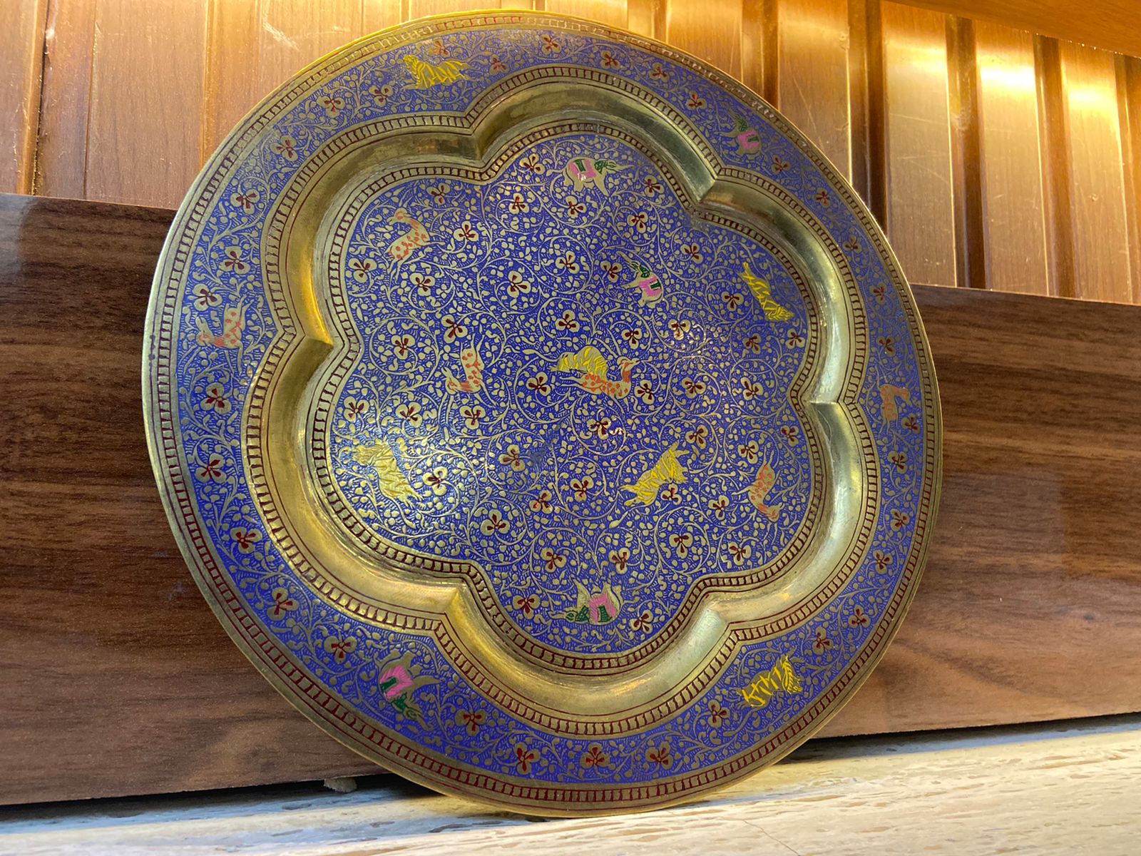 Meenakari Brass Plates 8" inches | Home Decor | Unique Art - KhatiJi