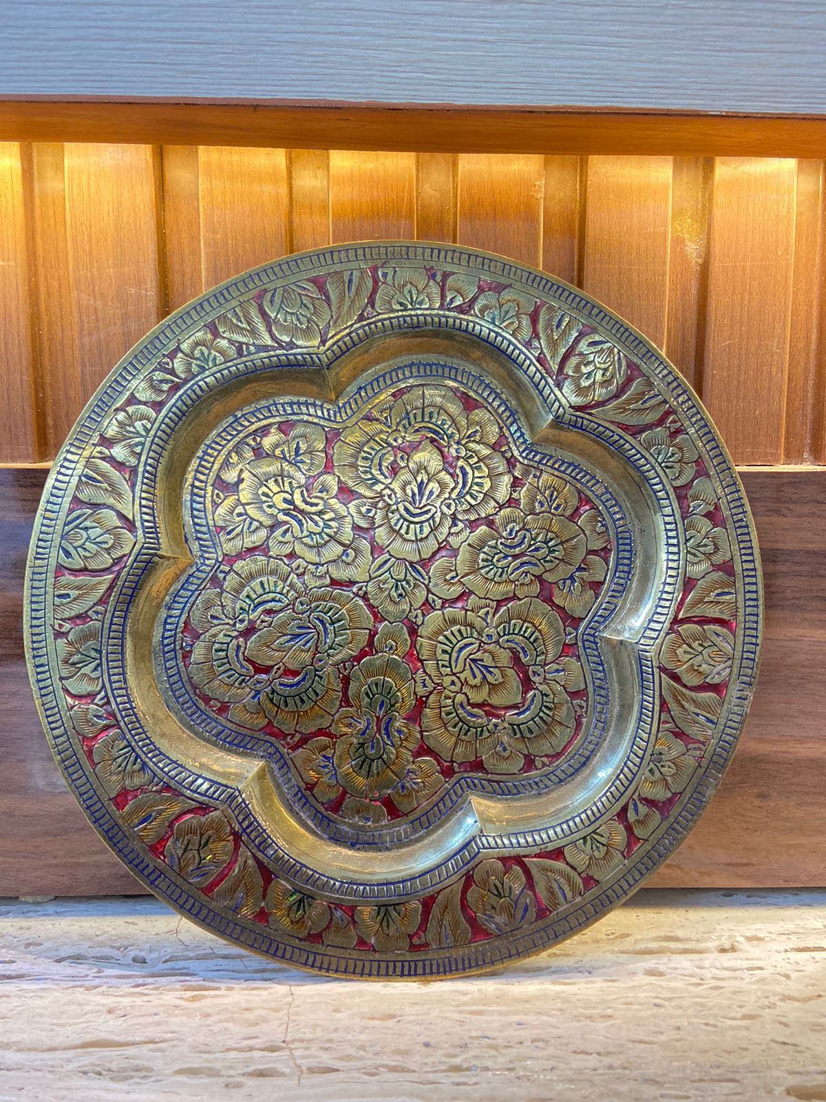 Meenakari Brass Plates 8" inches | Home Decor | Unique Art - KhatiJi