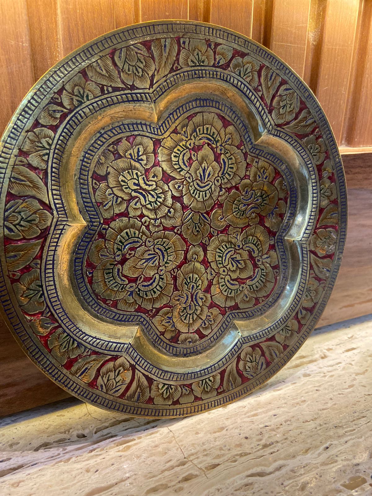 Meenakari Brass Plates 8" inches | Home Decor | Unique Art - KhatiJi