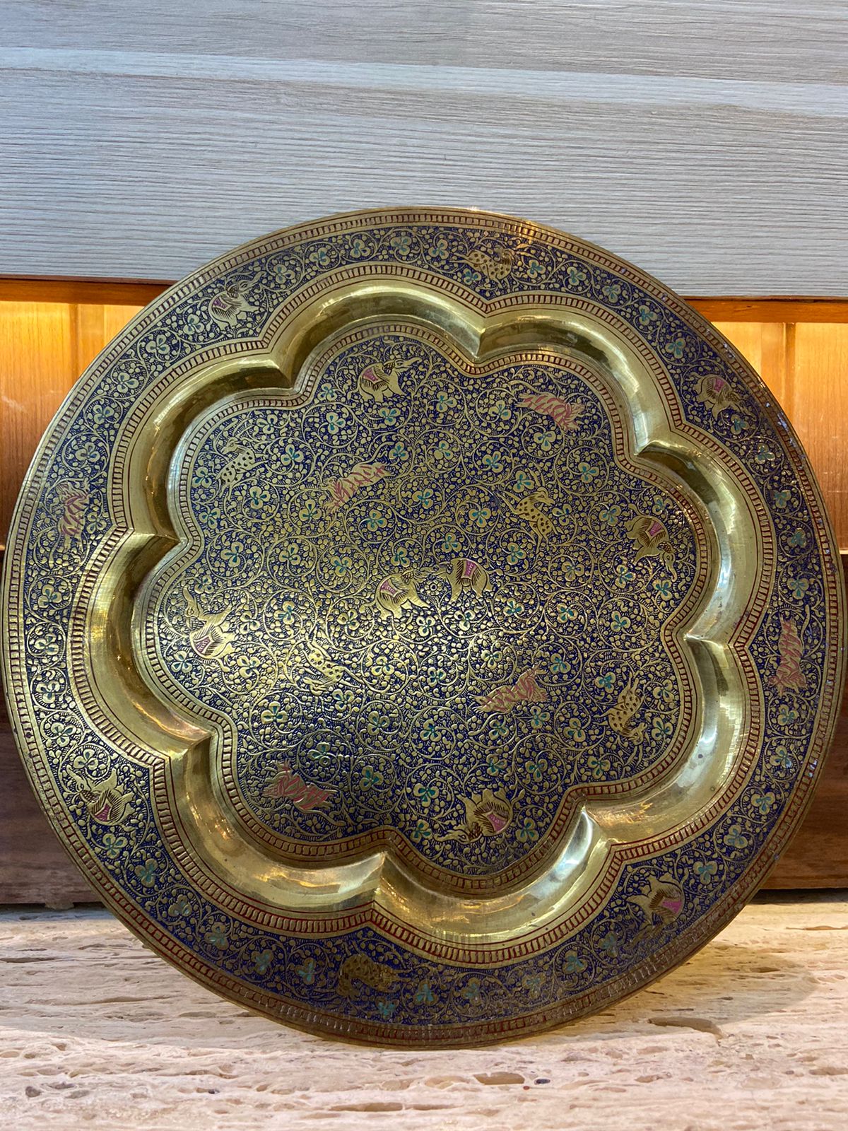 Meenakari Brass Plates 10" inches | Home Decor | Unique Art - KhatiJi