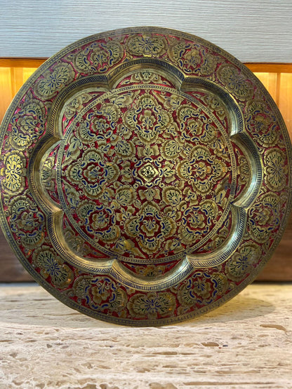 Meenakari Brass Plates 10" inches | Home Decor | Unique Art - KhatiJi