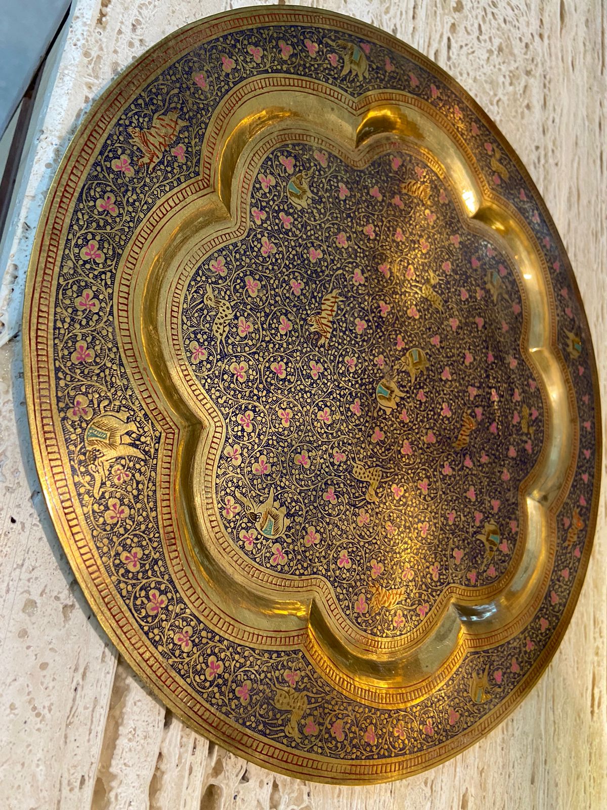Meenakari Brass Plates 12" inches | Home Decor | Unique Art - KhatiJi