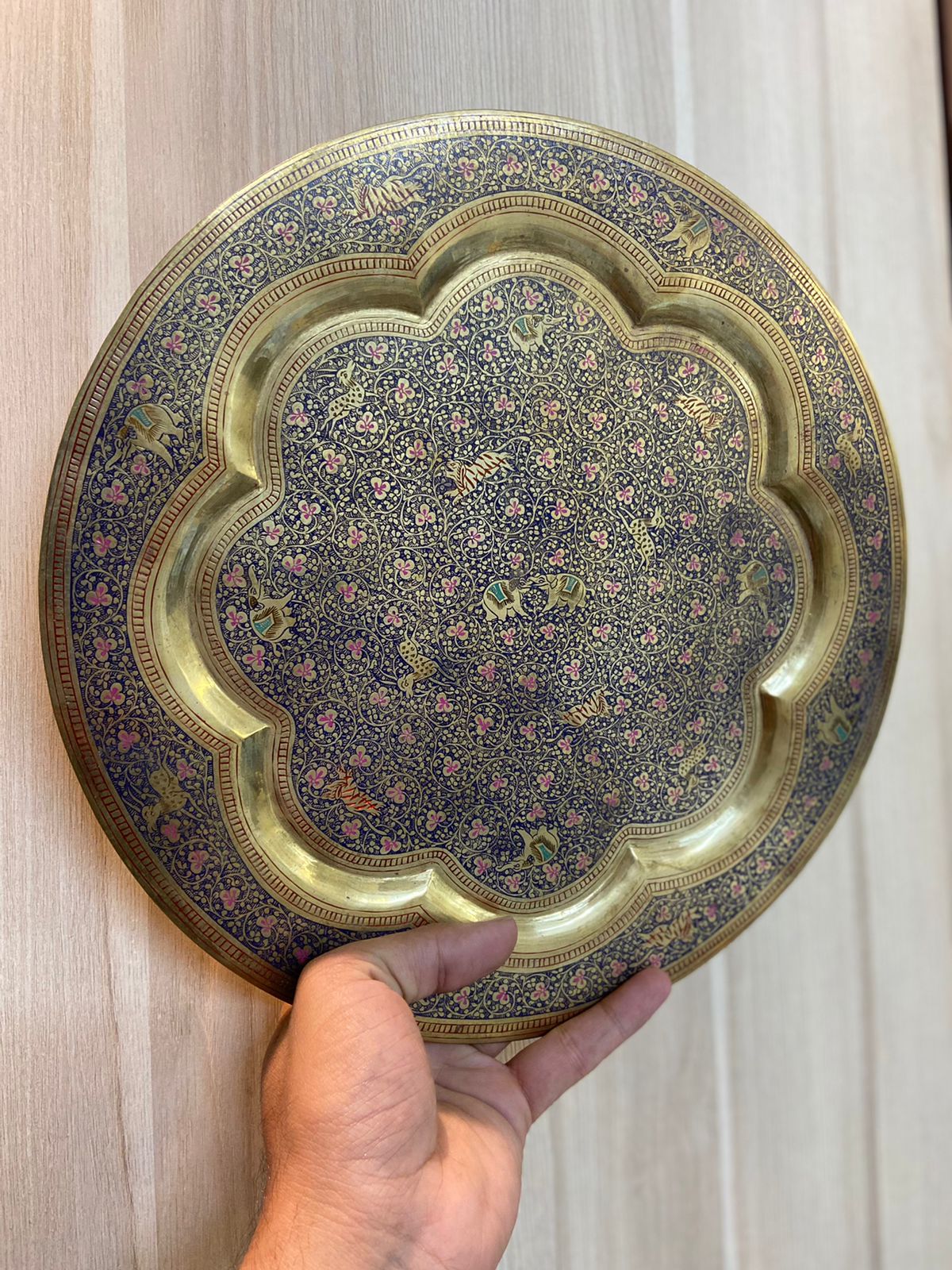 Meenakari Brass Plates 12" inches | Home Decor | Unique Art - KhatiJi