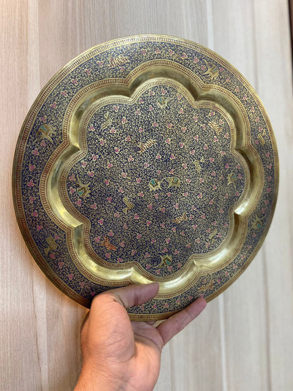 Meenakari Brass Plates 12" inches | Home Decor | Unique Art - KhatiJi