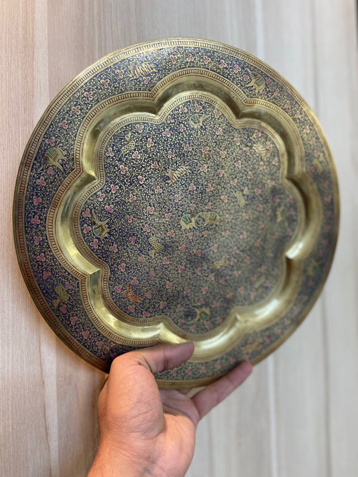 Meenakari Brass Plates 12" inches | Home Decor | Unique Art - KhatiJi