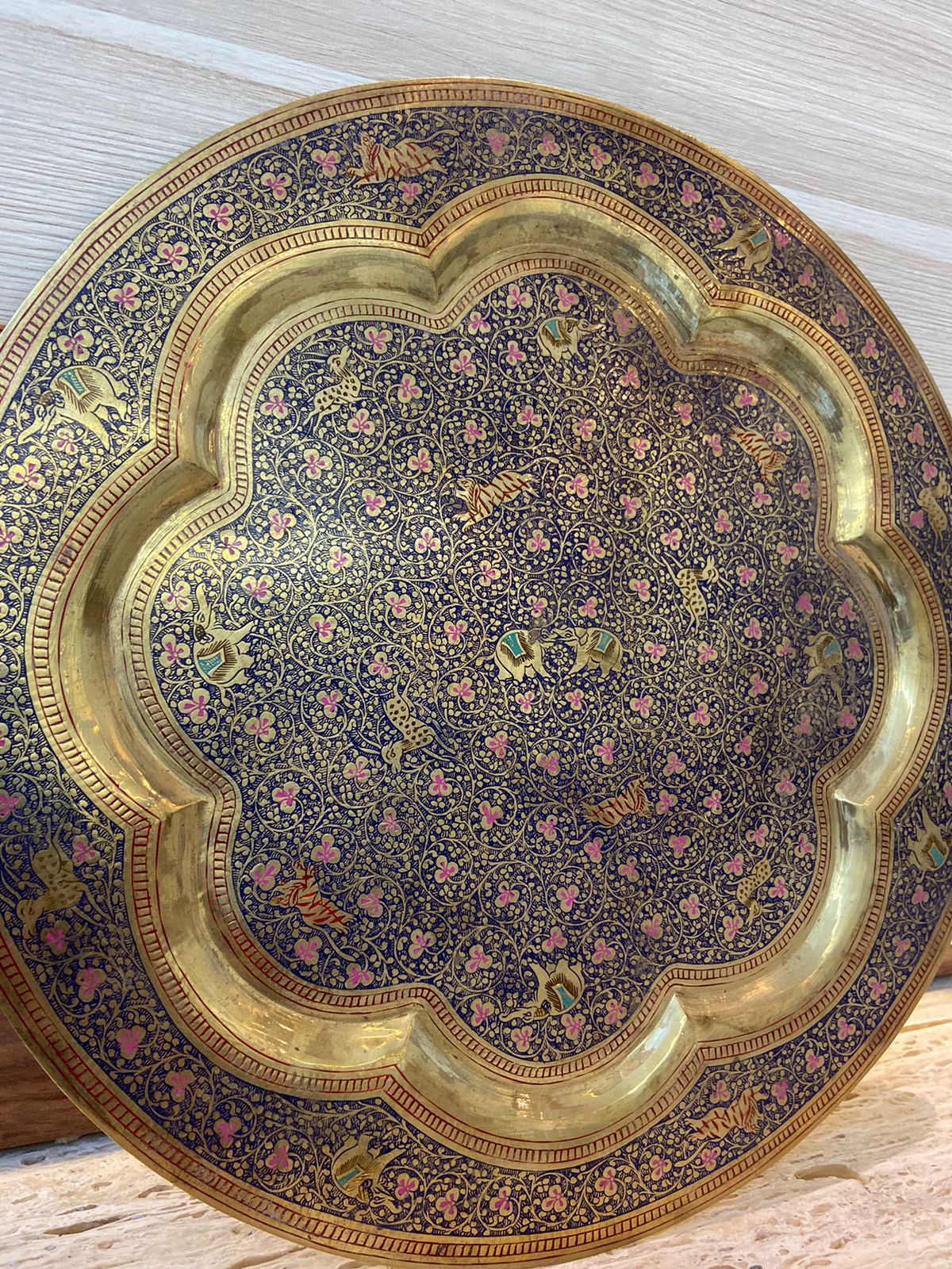 Meenakari Brass Plates 12" inches | Home Decor | Unique Art - KhatiJi