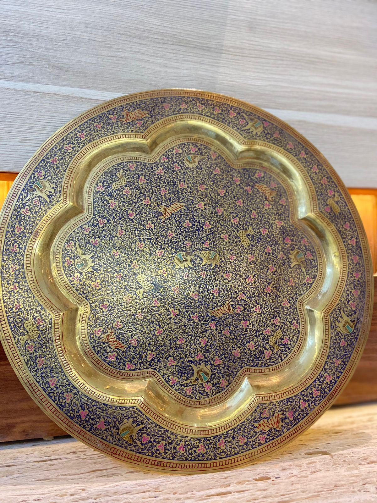 Meenakari Brass Plates 12" inches | Home Decor | Unique Art - KhatiJi
