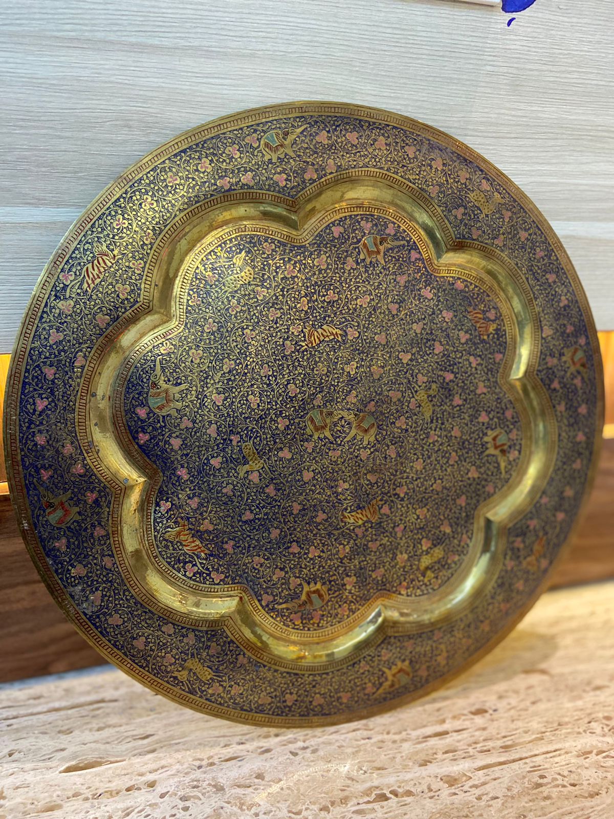 Meenakari Brass Plates 14" inches | Home Decor | Unique Art - KhatiJi