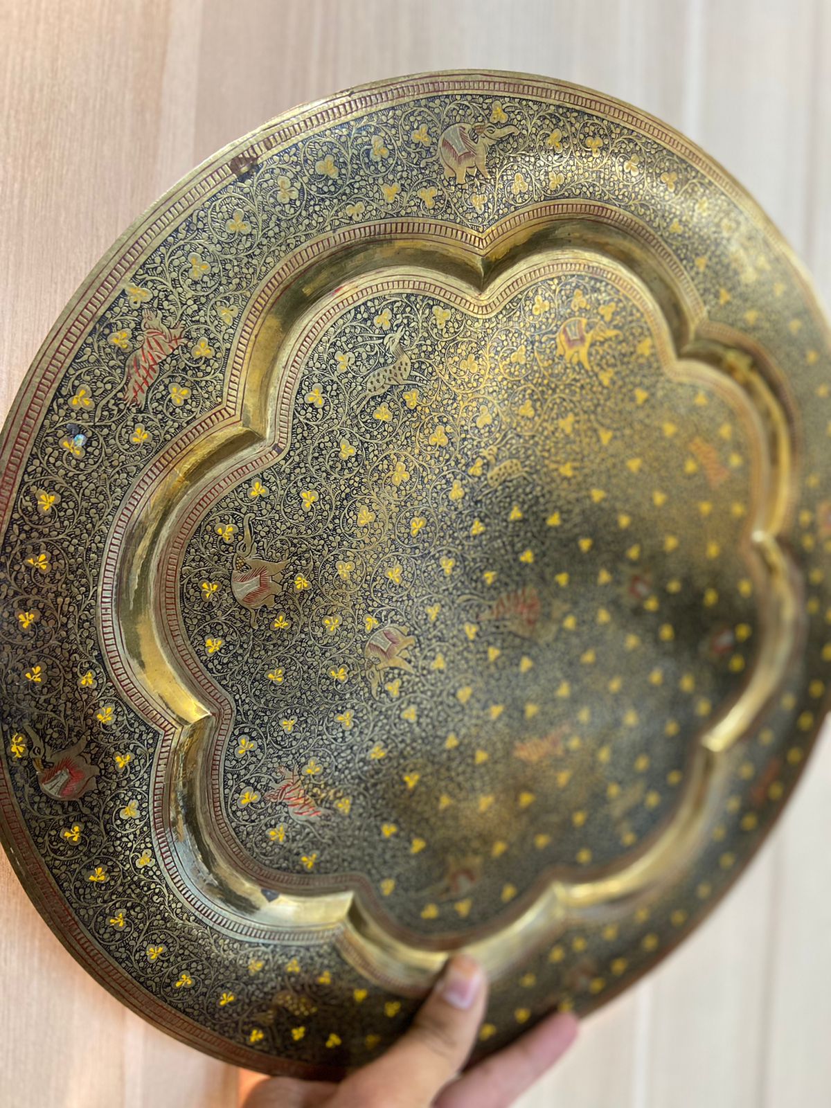 Meenakari Brass Plates 14" inches | Home Decor | Unique Art - KhatiJi