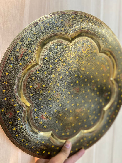 Meenakari Brass Plates 14" inches | Home Decor | Unique Art - KhatiJi