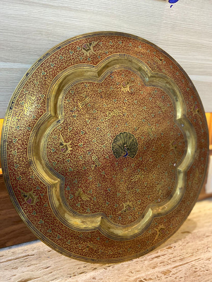 Meenakari Brass Plates 14" inches | Home Decor | Unique Art - KhatiJi