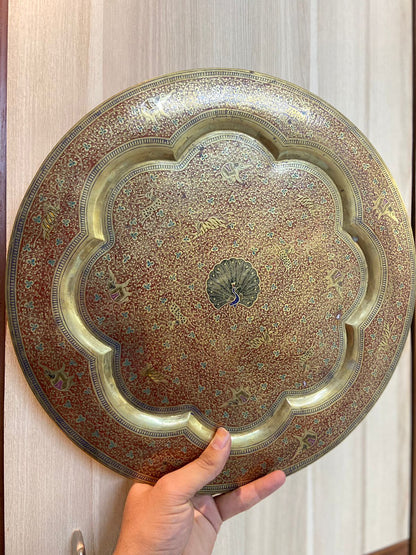 Meenakari Brass Plates 14" inches | Home Decor | Unique Art - KhatiJi