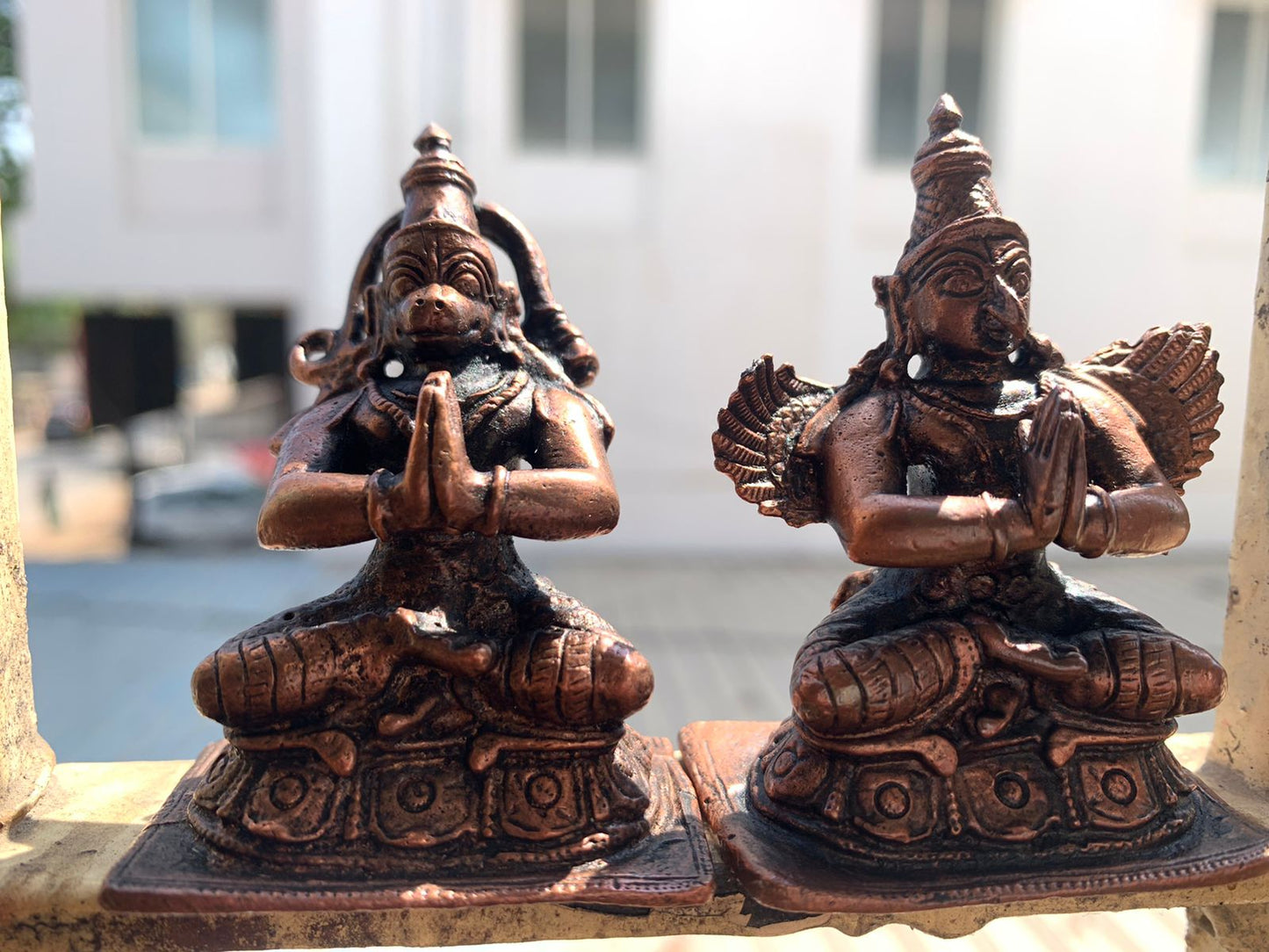 Small Size HanumanJi and Garuda pair Hand Casted in Copper