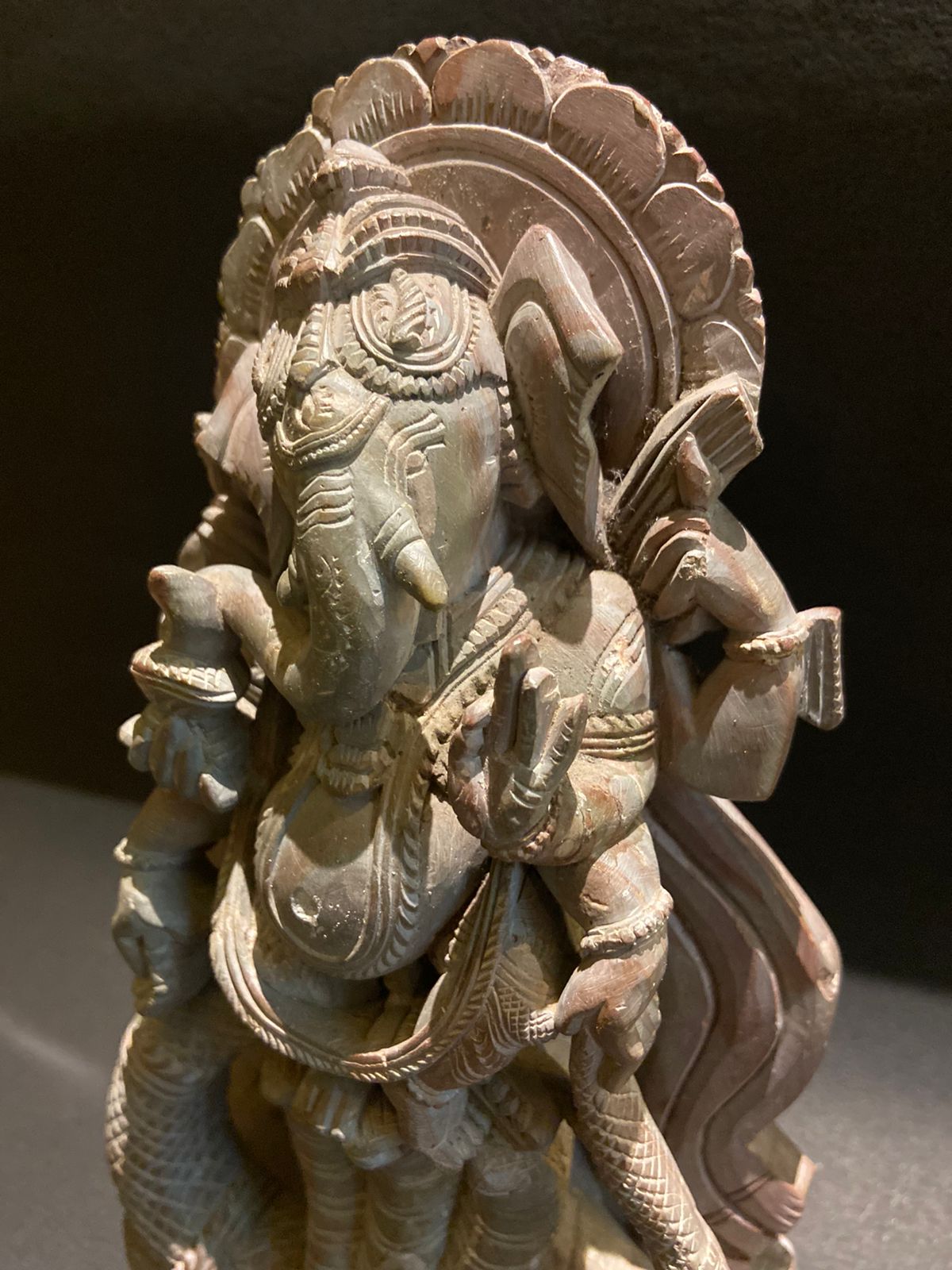 Vintage Standing Ganesh Ji on Three Headed Vasuki Serpent, Very Rare Statue, Stone Sculpture, Stone Art, Vintage Sculpture - KhatiJi