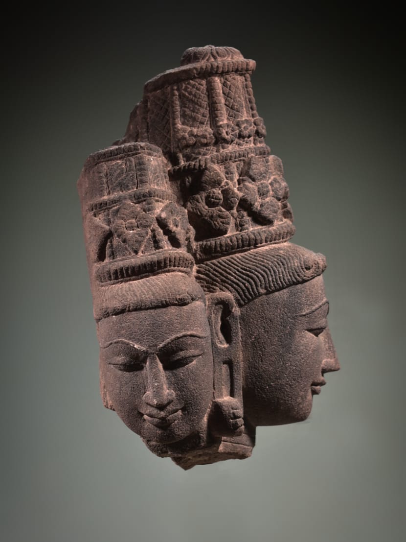 Vintage Stone Three Face Vishnu ji Bust, Very Unique Sculpture, Stone Art, Vishnu Stone Statue, Stone Sculpture, Rare sculpture, Vintage Sculpture - KhatiJi