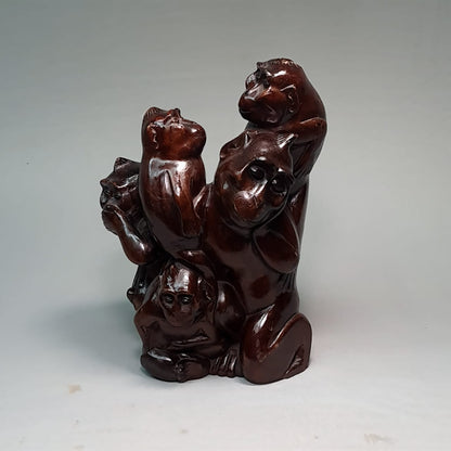 Very Beautiful Wooden Monkey Family, Wooden Sculpture, Monkey Sculpture, Wooden Monkey, Hand Carved, Home Decor, Handmade, Unique Sculpture - KhatiJi